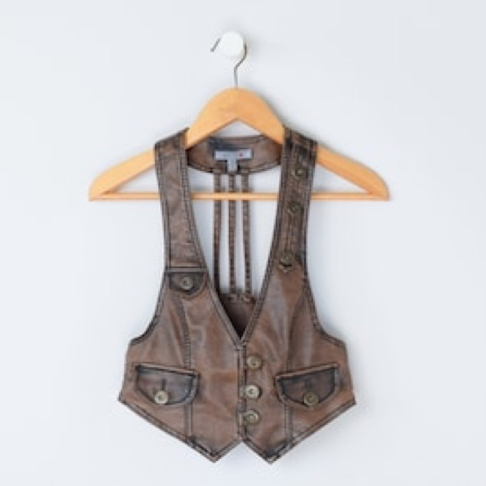 vintage faux leather vest
